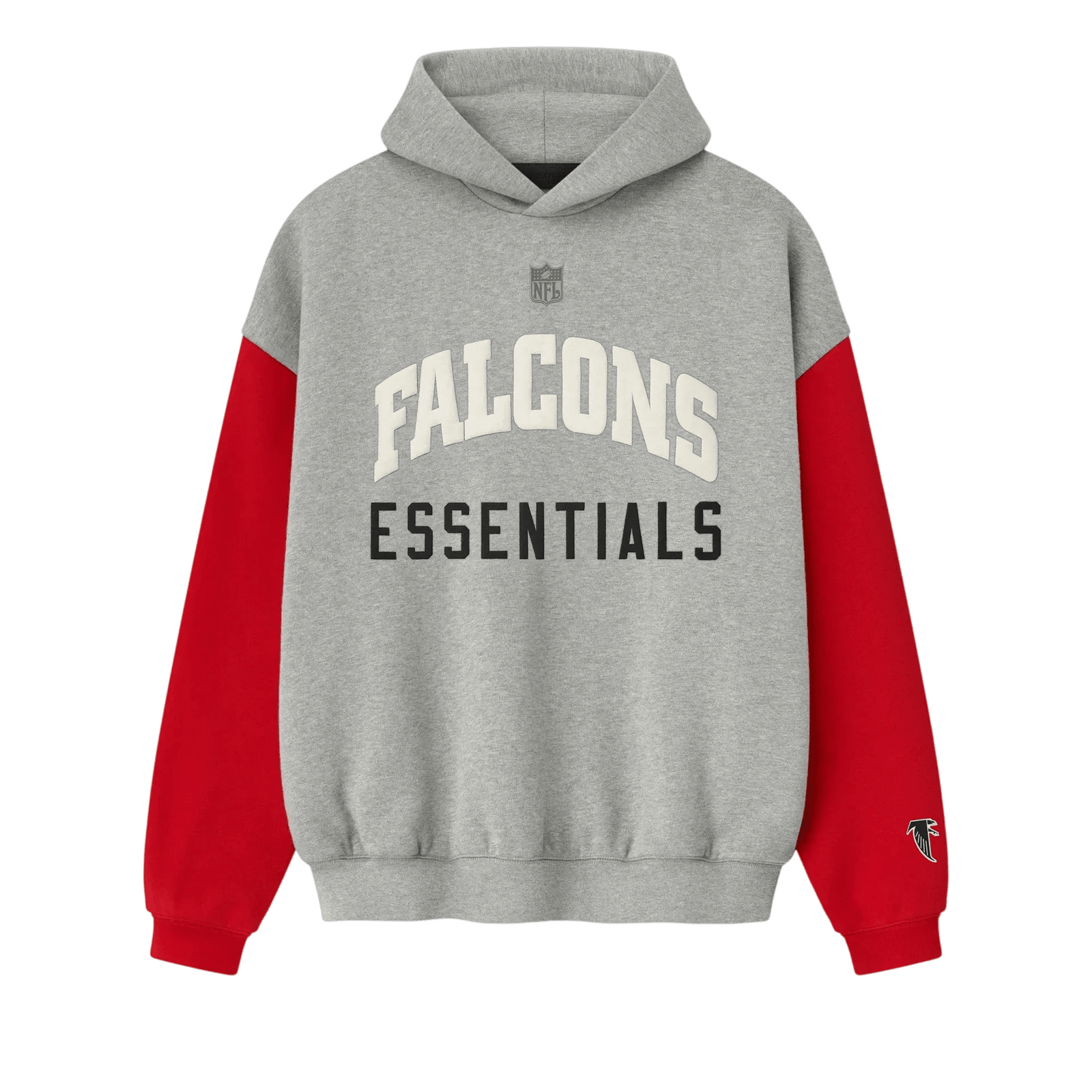 Fear of God Essentials Falcons Sport Hoodie Concrete Heather/Red