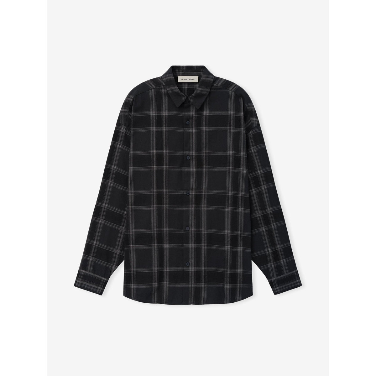 Fear of God Essentials Flannel Button Up Shirt Vintage Black Plaid - Im Your Wardrobe
