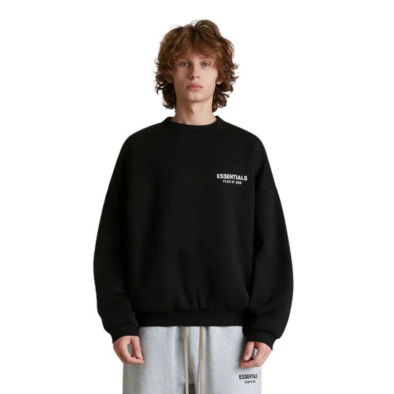 Fear of God Essentials Fleece Crewneck (FW24) Black - Im Your Wardrobe