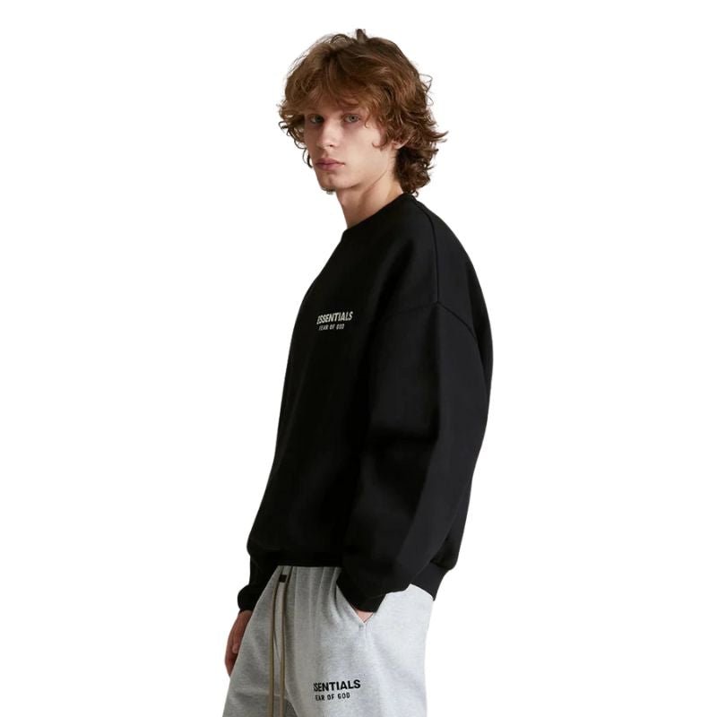 Fear of God Essentials Fleece Crewneck (FW24) Black - Im Your Wardrobe