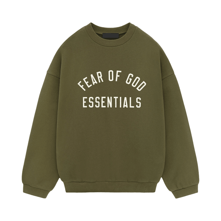 Fear of God Essentials Fleece Crewneck Military (FW24) - Im Your Wardrobe