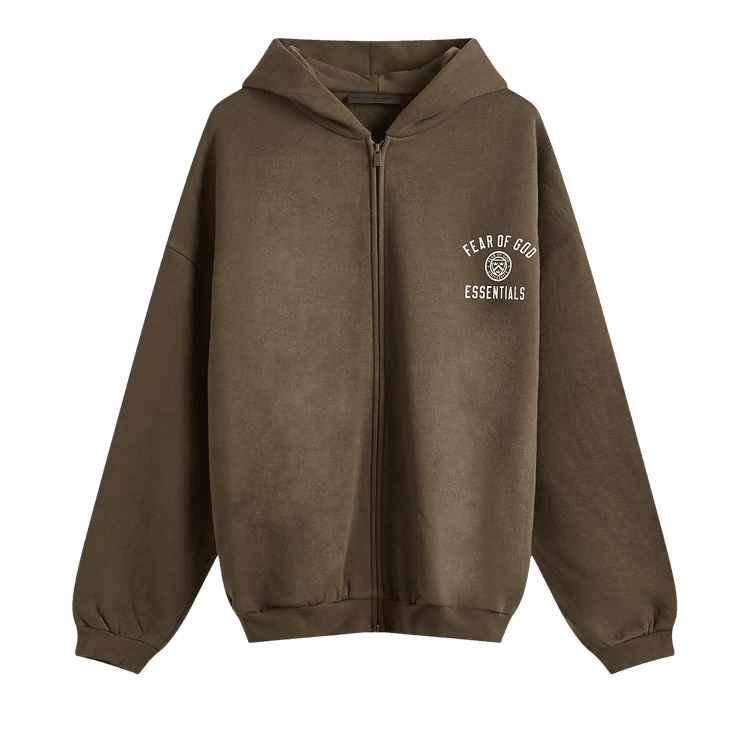 Fear of God Essentials Fleece Full Zip Hoodie Brown (FW24) - Im Your Wardrobe