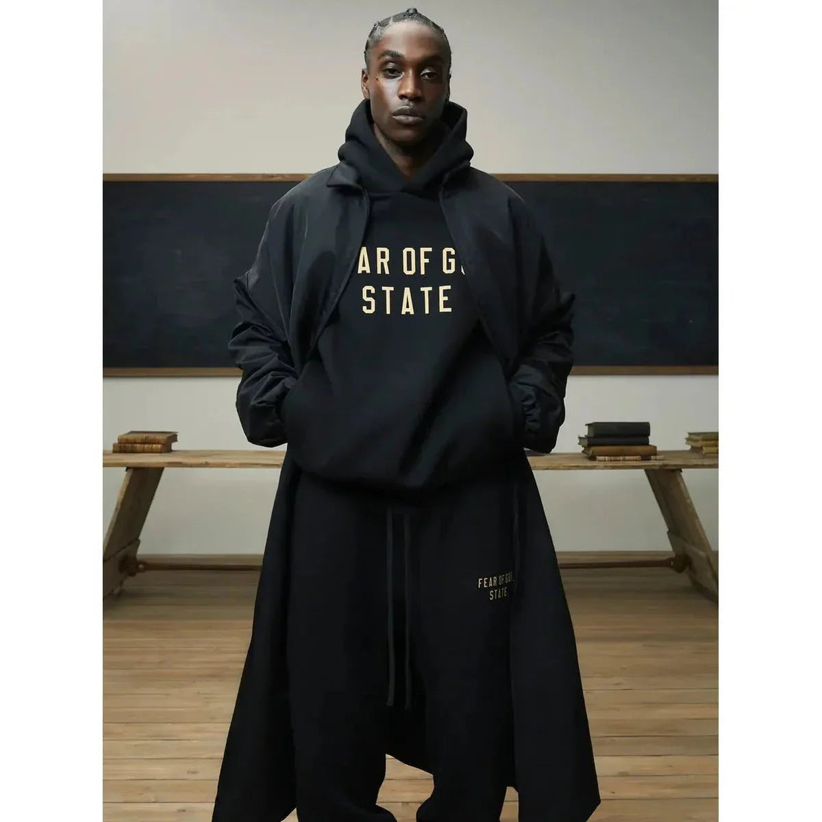 Fear of God Essentials Fleece Hoodie &#39;Black&#39; (FW24) - Im Your Wardrobe