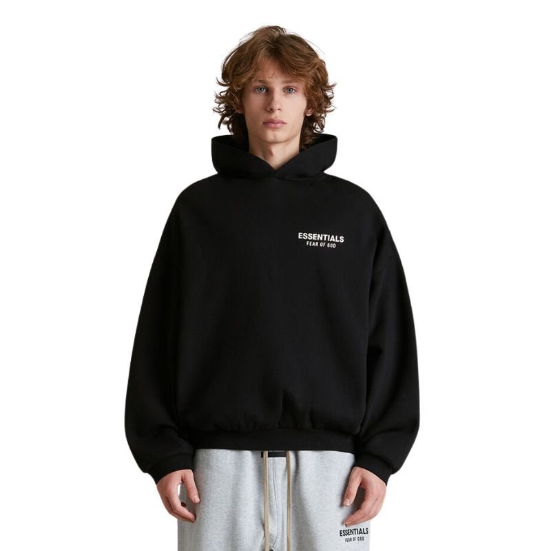 Fear of God Essentials Fleece Hoodie (Black) (FW24) - Im Your Wardrobe