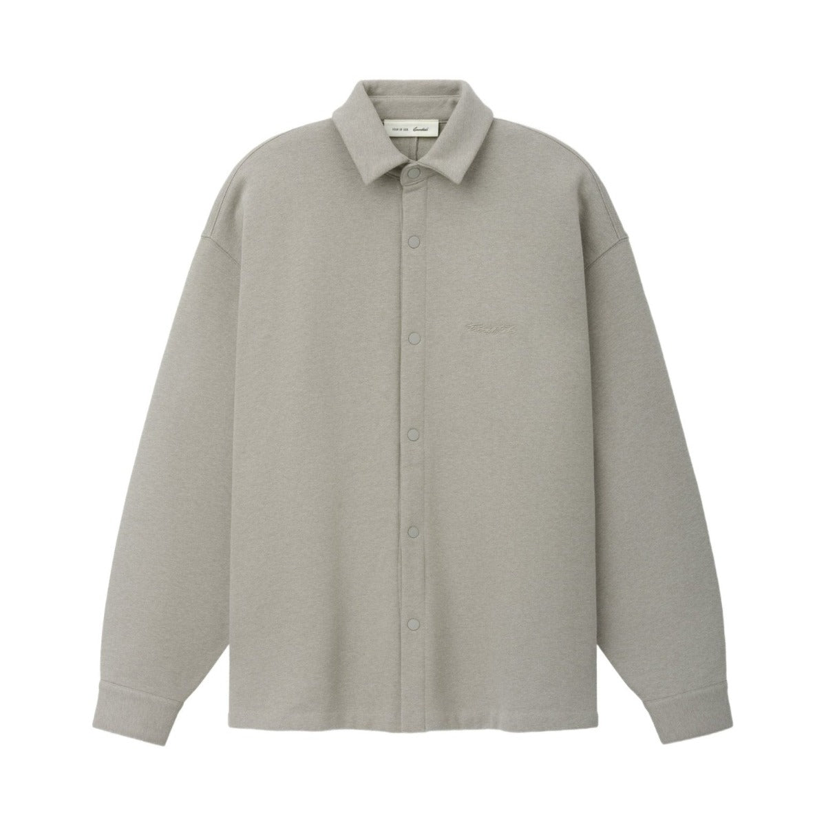 Fear of God Essentials Fleece Overshirt Pyrite Heather - Im Your Wardrobe