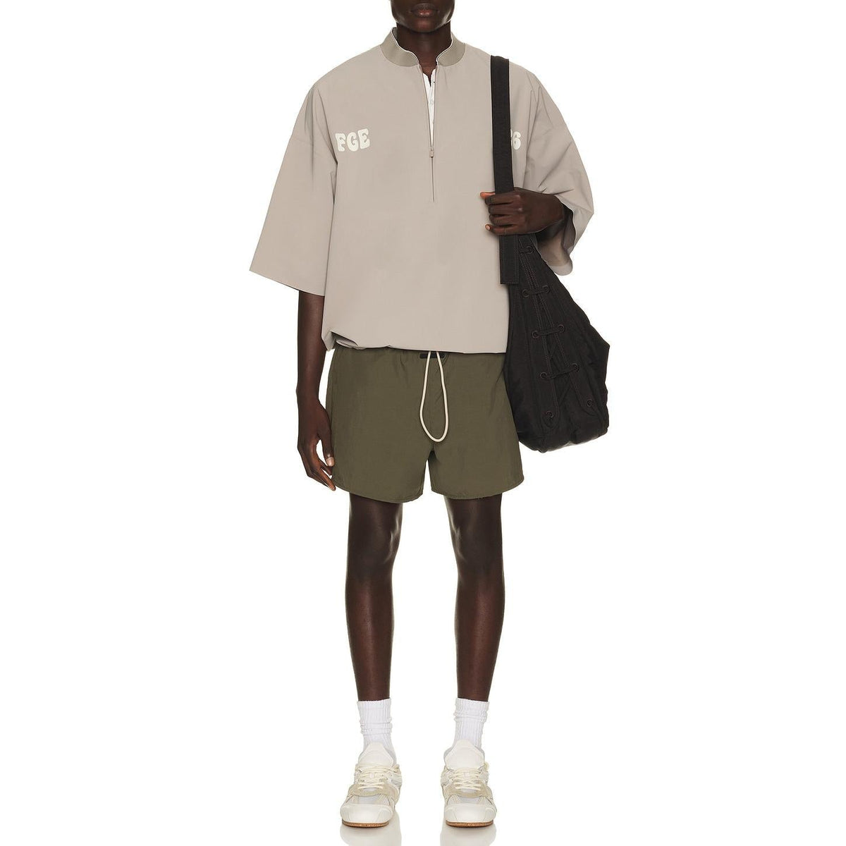 Fear of God Essentials Half Zip Baseball Shirt Seal - Im Your Wardrobe