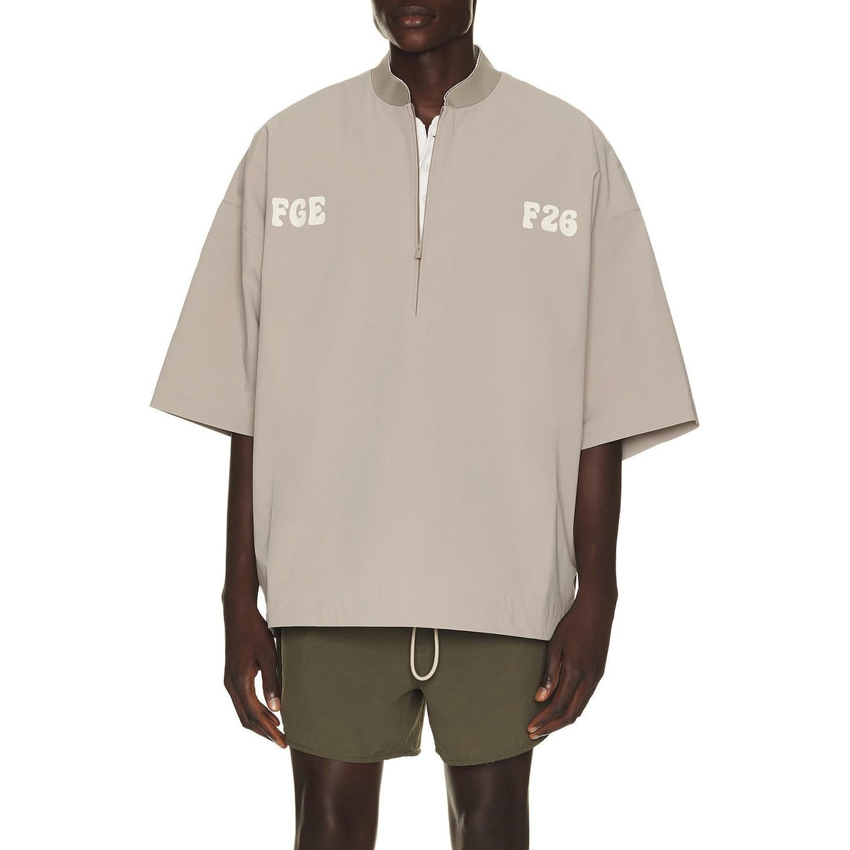 Fear of God Essentials Half Zip Baseball Shirt Seal - Im Your Wardrobe