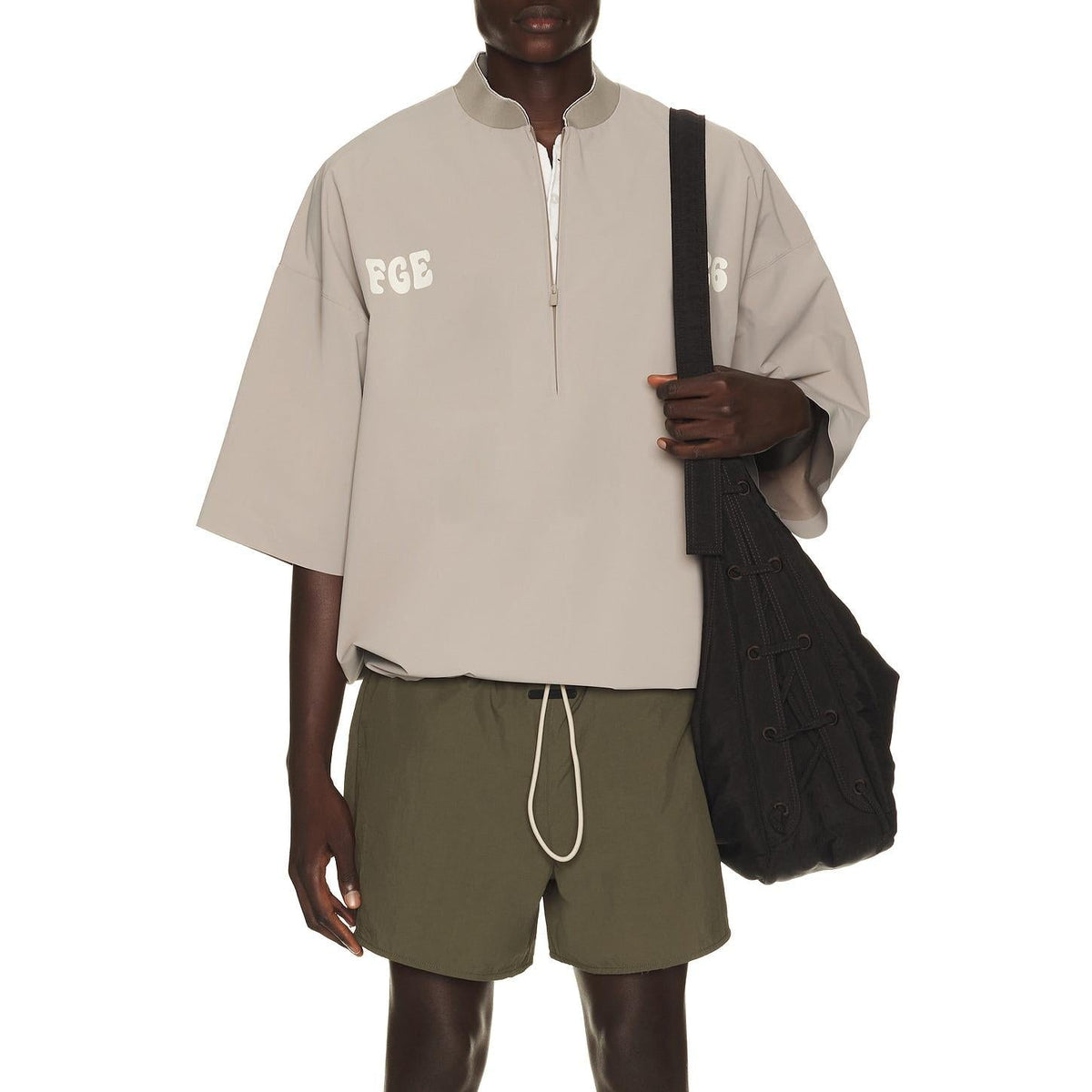 Fear of God Essentials Half Zip Baseball Shirt Seal - Im Your Wardrobe
