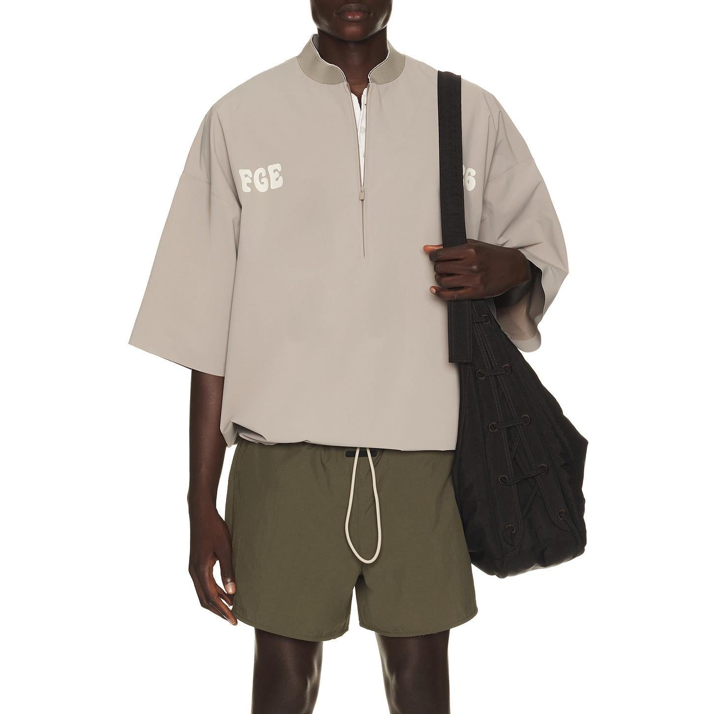 Fear of God Essentials Half Zip Baseball Shirt Seal - Im Your Wardrobe