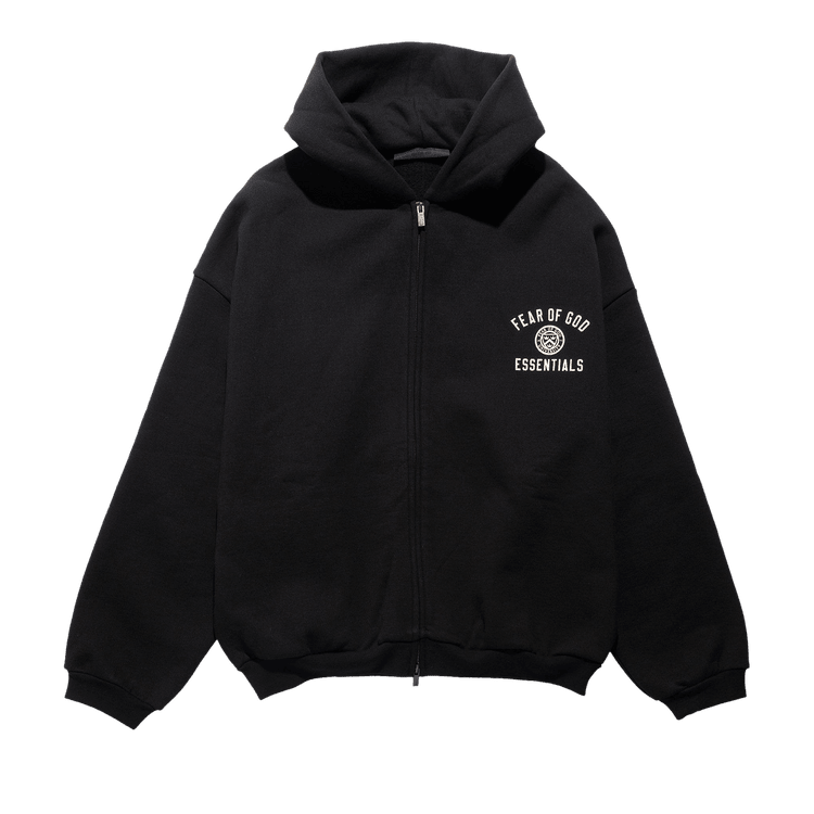 Fear of God Essentials Heavy Fleece Full Zip Hoodie Black (SS25) - Im Your Wardrobe
