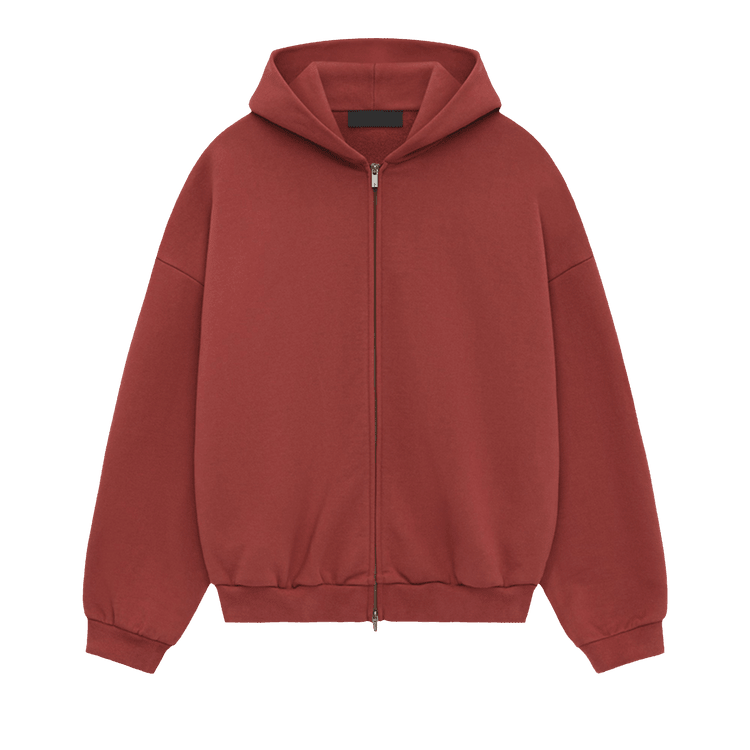 Fear of God Essentials Heavy Fleece Full Zip Hoodie Crimson (FW24) - Im Your Wardrobe