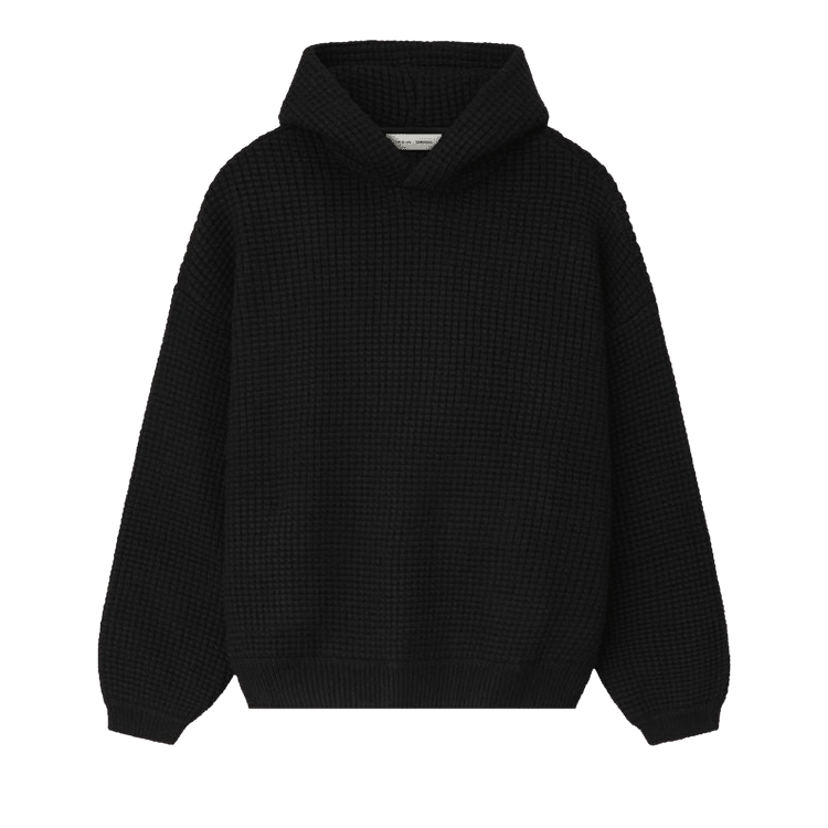 Fear of God Essentials Heavy Waffle 90s Hoodie Vintage Black (FW25) - Im Your Wardrobe