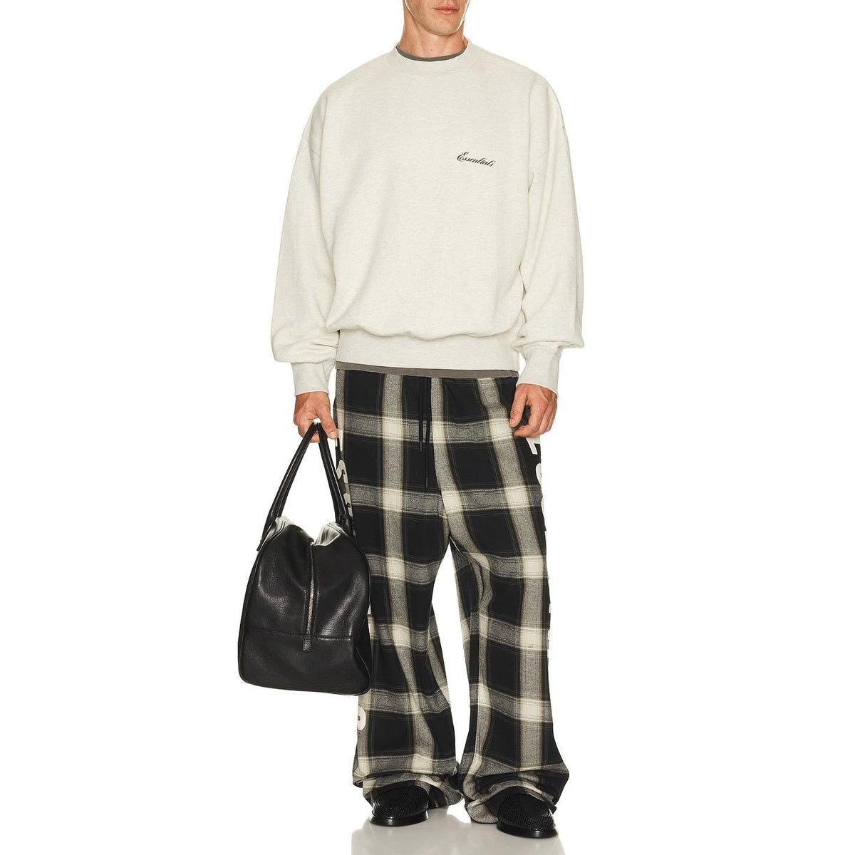 Fear of God Essentials Lounge Pant Iron Grey Plaid - Im Your Wardrobe