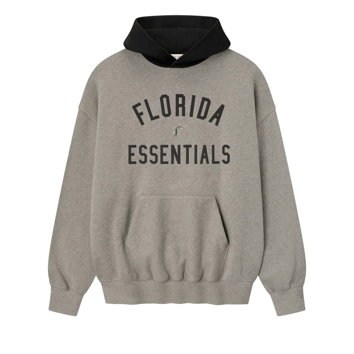 Fear of God Essentials Marlins Sport Hoodie Concrete Heather/Blk - Im Your Wardrobe
