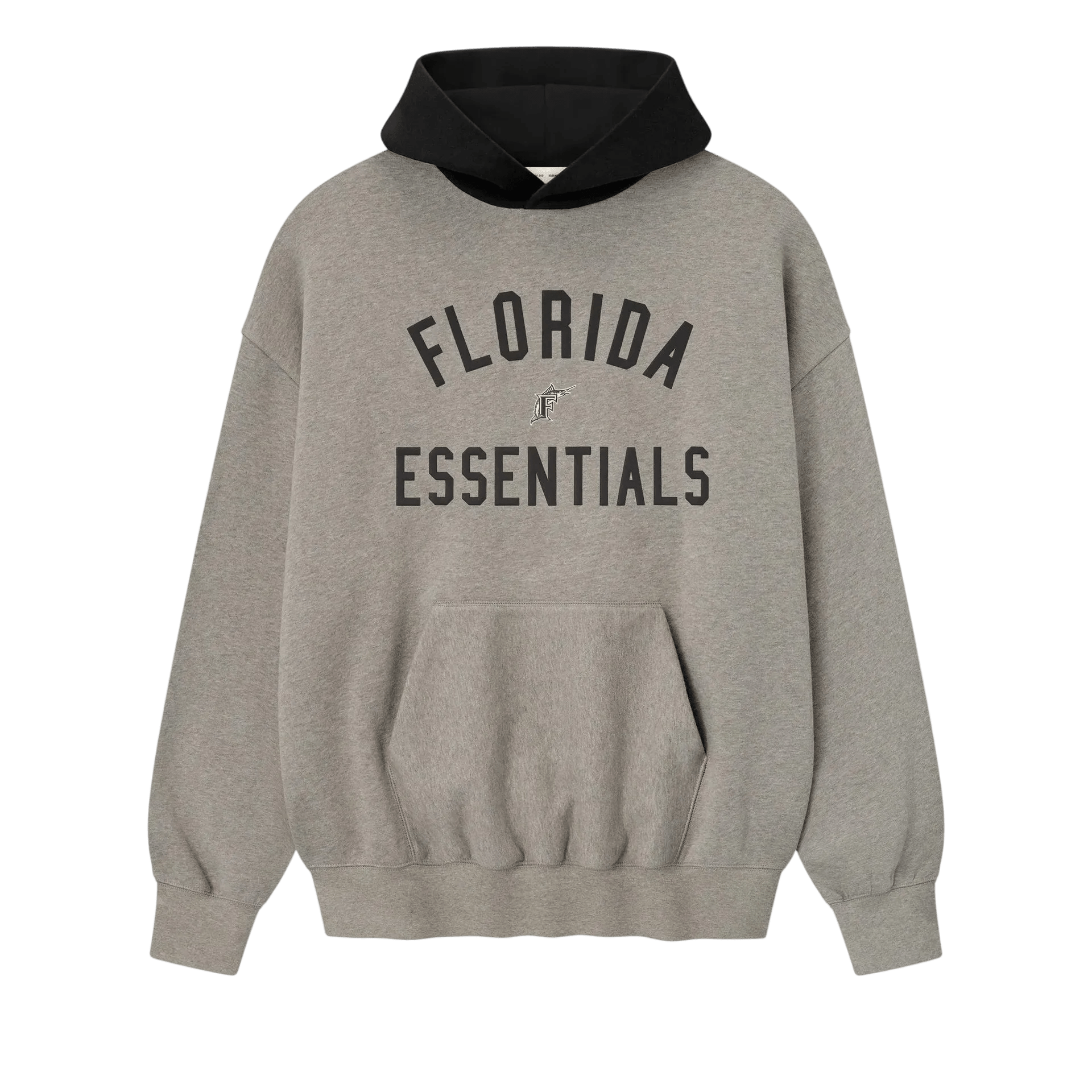 Fear of God Essentials Marlins Sport Hoodie Concrete Heather/Blk - Im Your Wardrobe