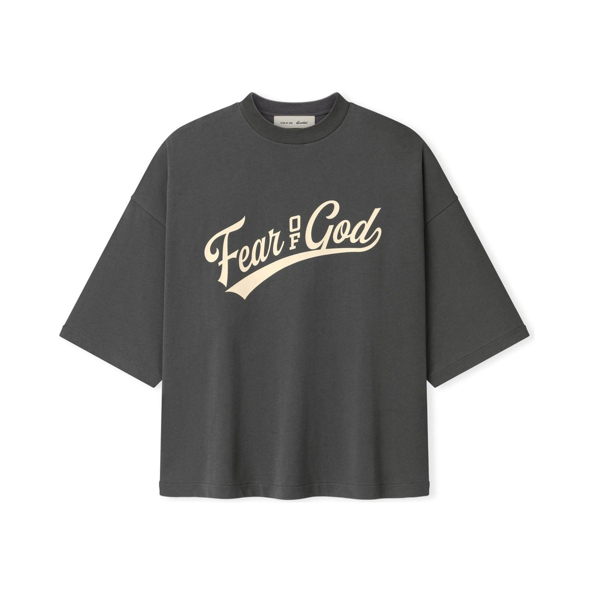 Fear of God Essentials Merch Tee Boxy Fit Crackle 26 Iron Grey - Im Your Wardrobe