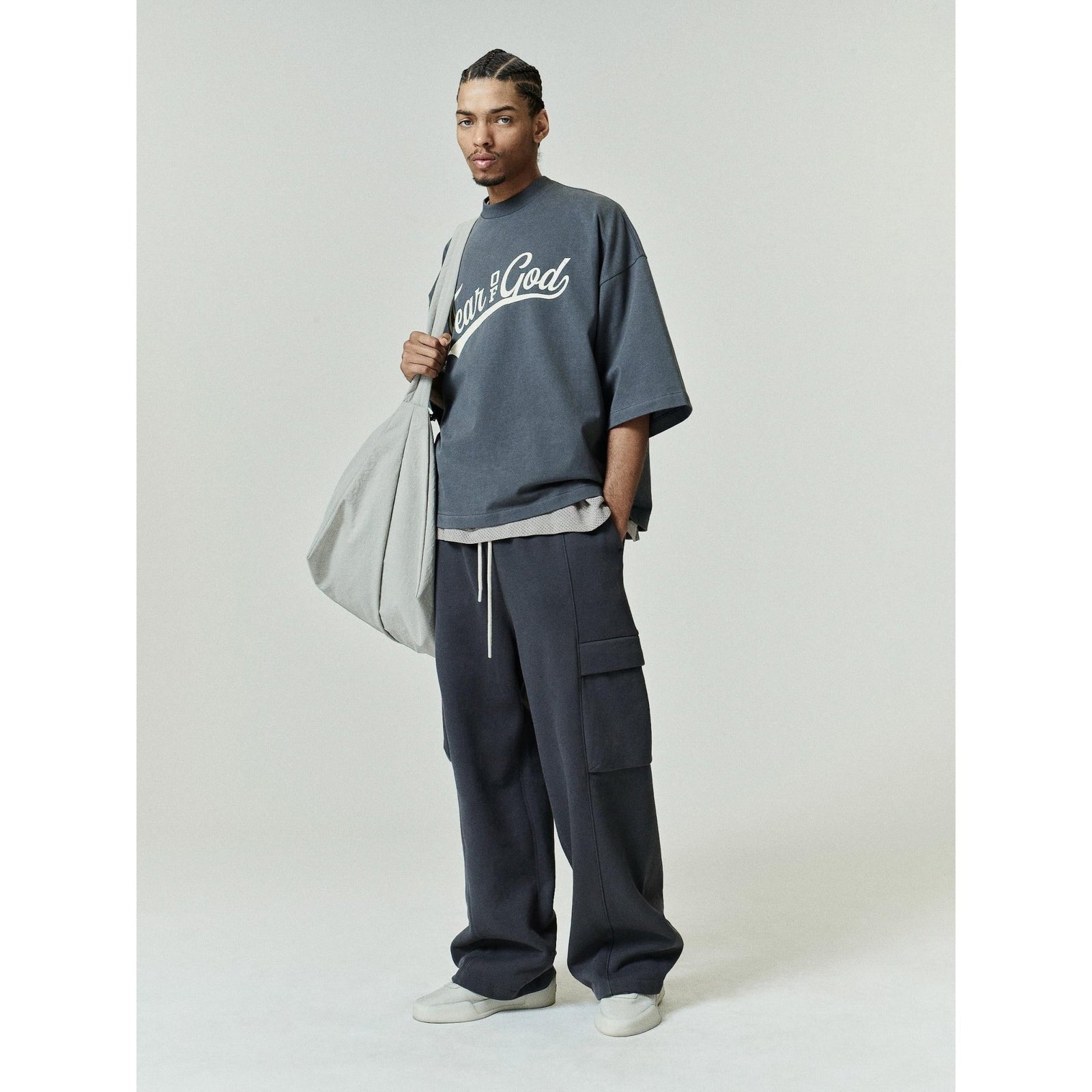 Fear of God Essentials Merch Tee Boxy Fit Crackle 26 Iron Grey - Im Your Wardrobe