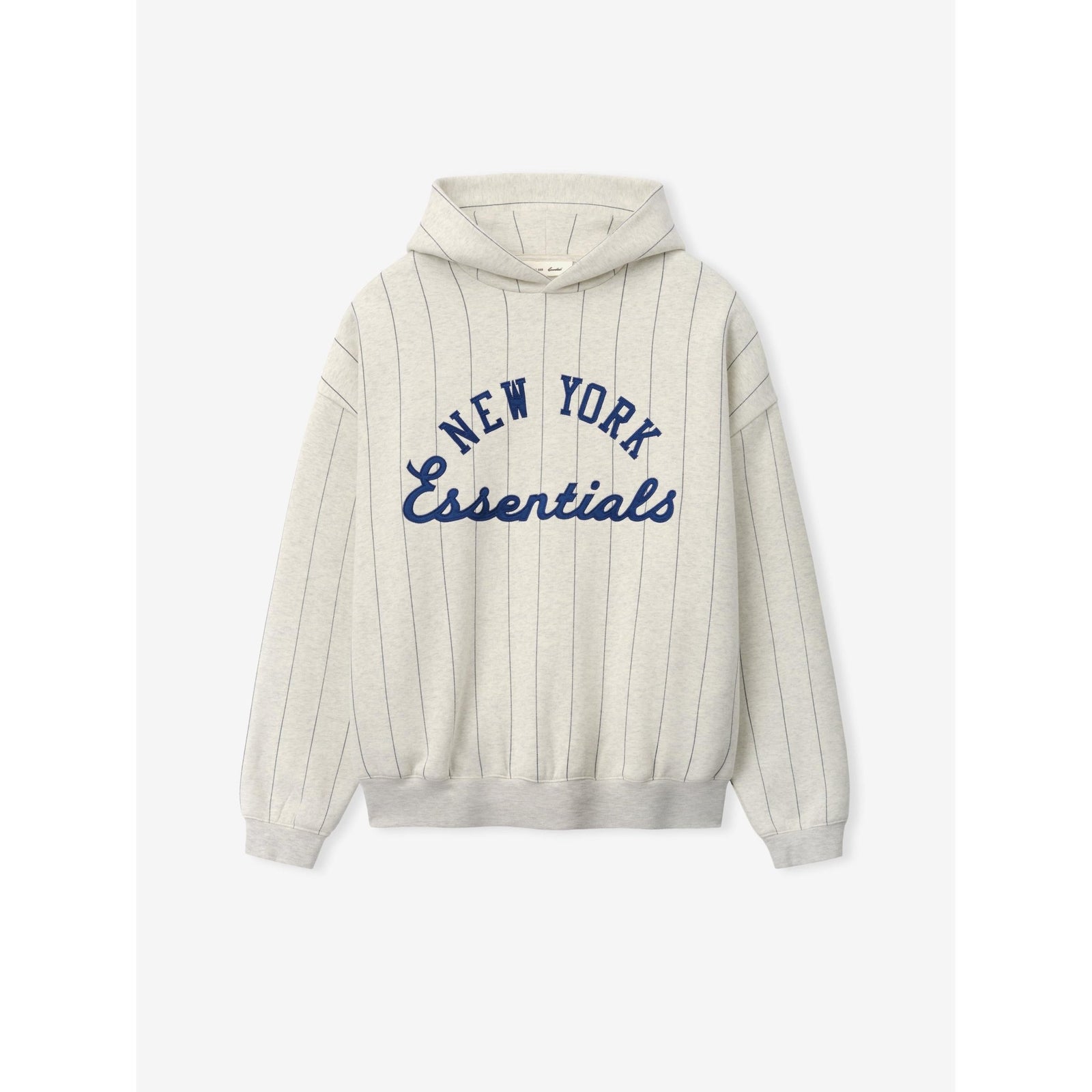 Fear of God Essentials Mets Sport Hoodie Oatmeal Heather W Dark Sapphire Pinstripes - Im Your Wardrobe