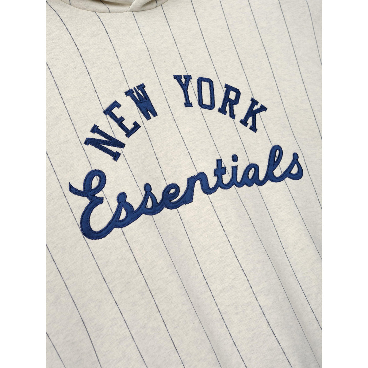 Fear of God Essentials Mets Sport Hoodie Oatmeal Heather W Dark Sapphire Pinstripes - Im Your Wardrobe