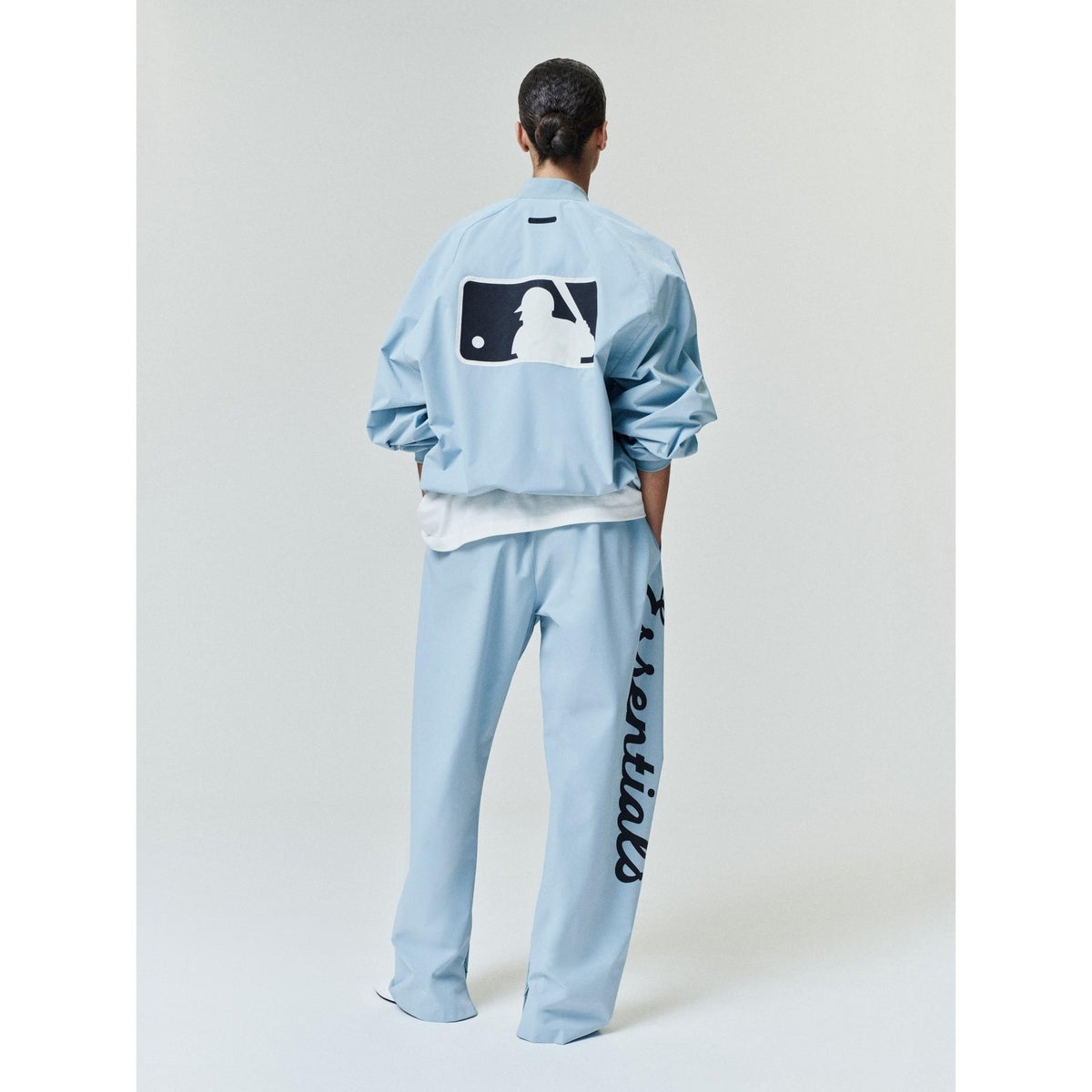 Fear of God Essentials MLB Full Zip Bomber Stone Blue - Im Your Wardrobe