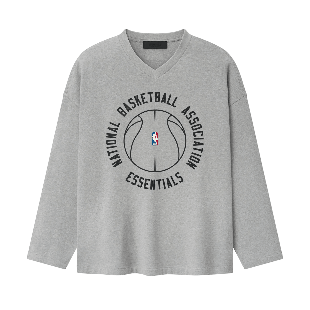 Fear Of God Essentials NBA X Barkley Hendricks Long Sleeve V - Neck Tee Concrete Heather - Im Your Wardrobe