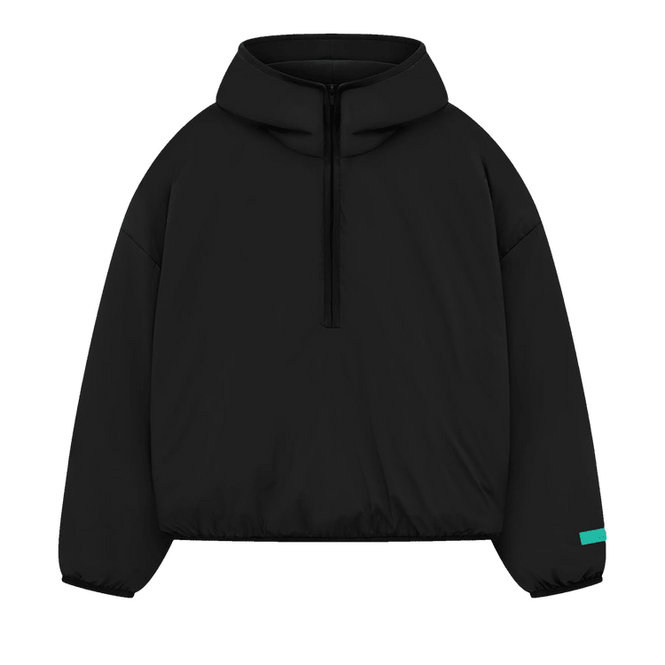 Fear of God Essentials Nylon Filled Half Zip Hoodie Jet Black (SS24) - Im Your Wardrobe