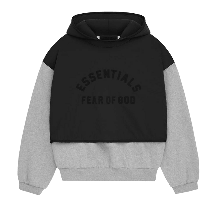 Fear of God Essentials Nylon Fleece Hooded Sweater Light Heather Grey/Jet Black (SS24) - Im Your Wardrobe