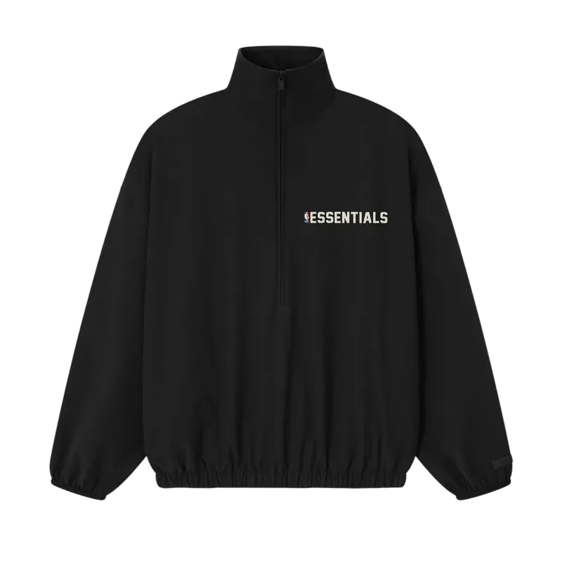 Fear of God Essentials Nylon NBA 1/2 Zip Track Jacket Black - Im Your Wardrobe
