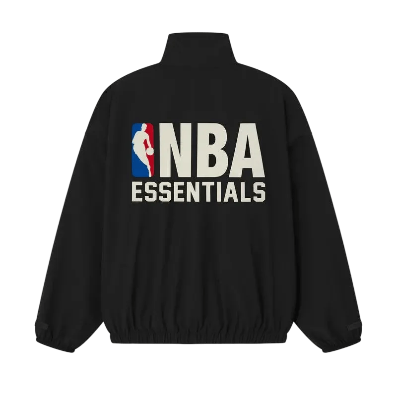 Fear of God Essentials Nylon NBA 1/2 Zip Track Jacket Black - Im Your Wardrobe