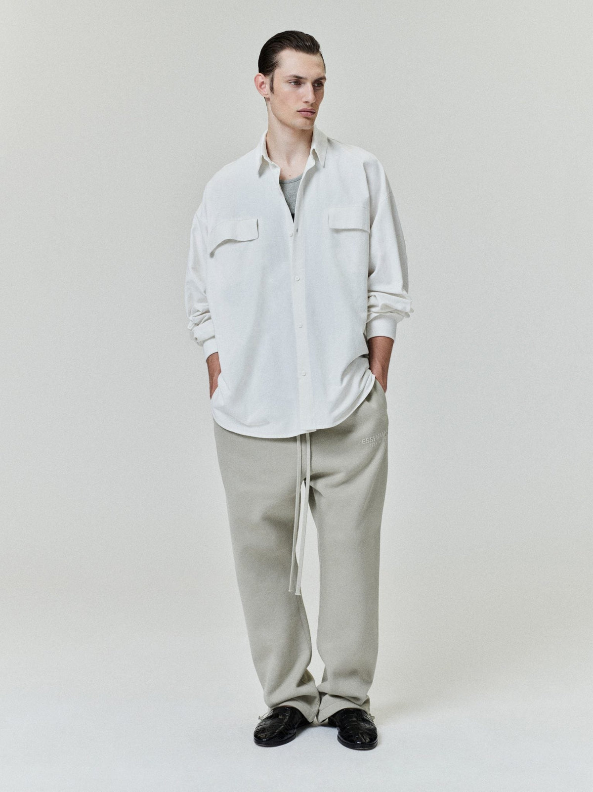 Fear of God Essentials Oxford Shirt Cloud White - Im Your Wardrobe