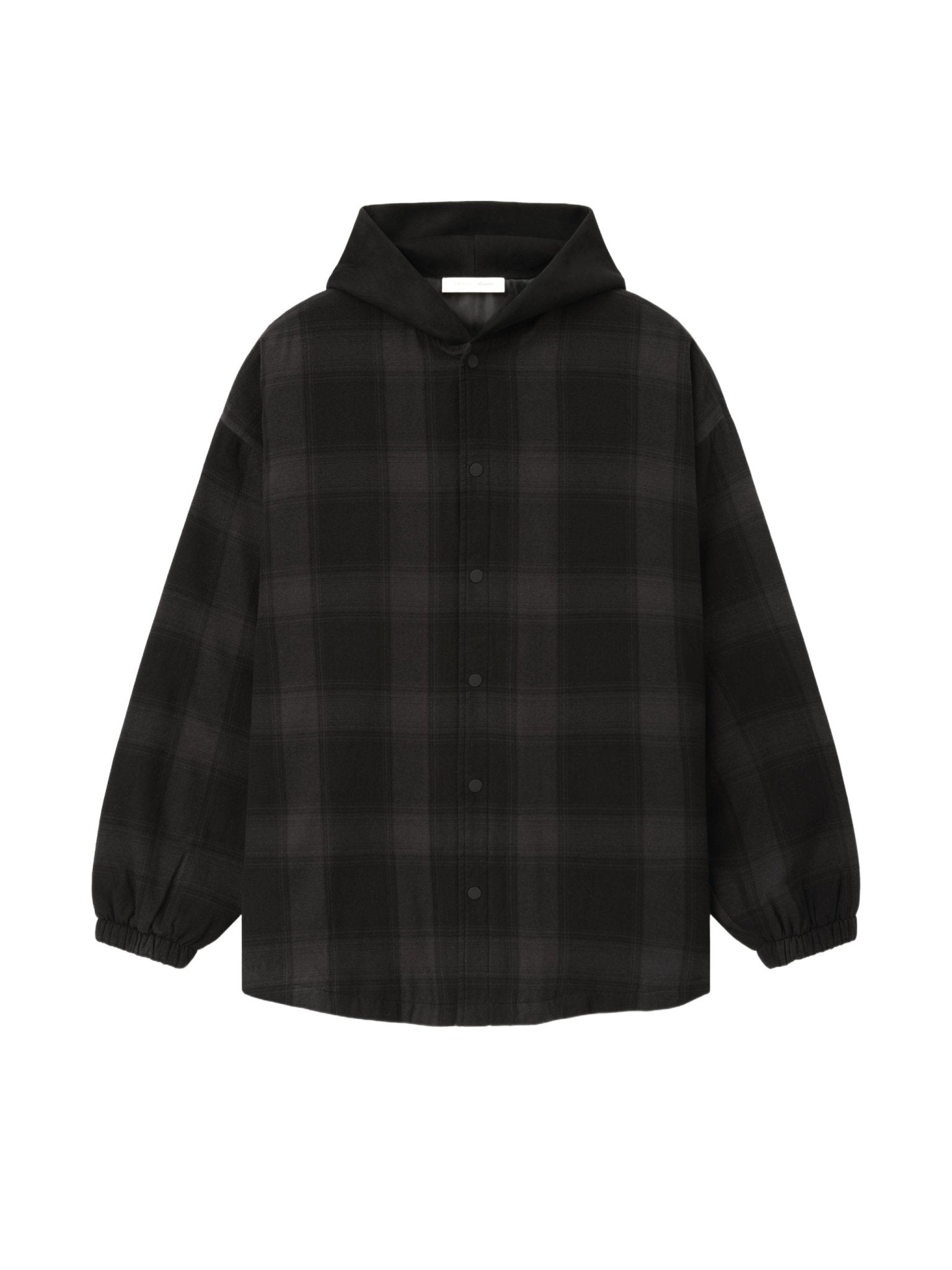Fear of God Essentials Padded Shirt Jacket Overdyed Vintage Black Plaid - Im Your Wardrobe