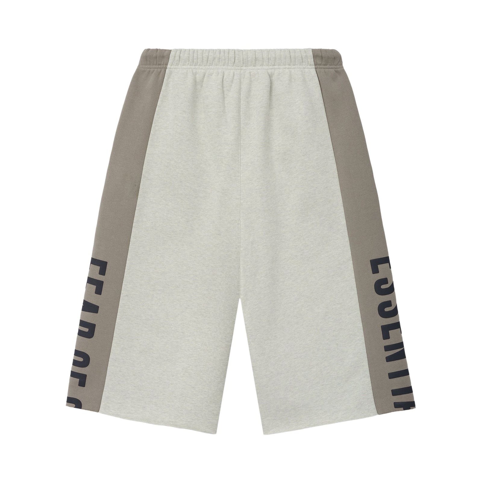Fear of God Essentials Panelled Raw Cut Off Sweatpant Vanilla Heather/Seal (SS26) - Im Your Wardrobe