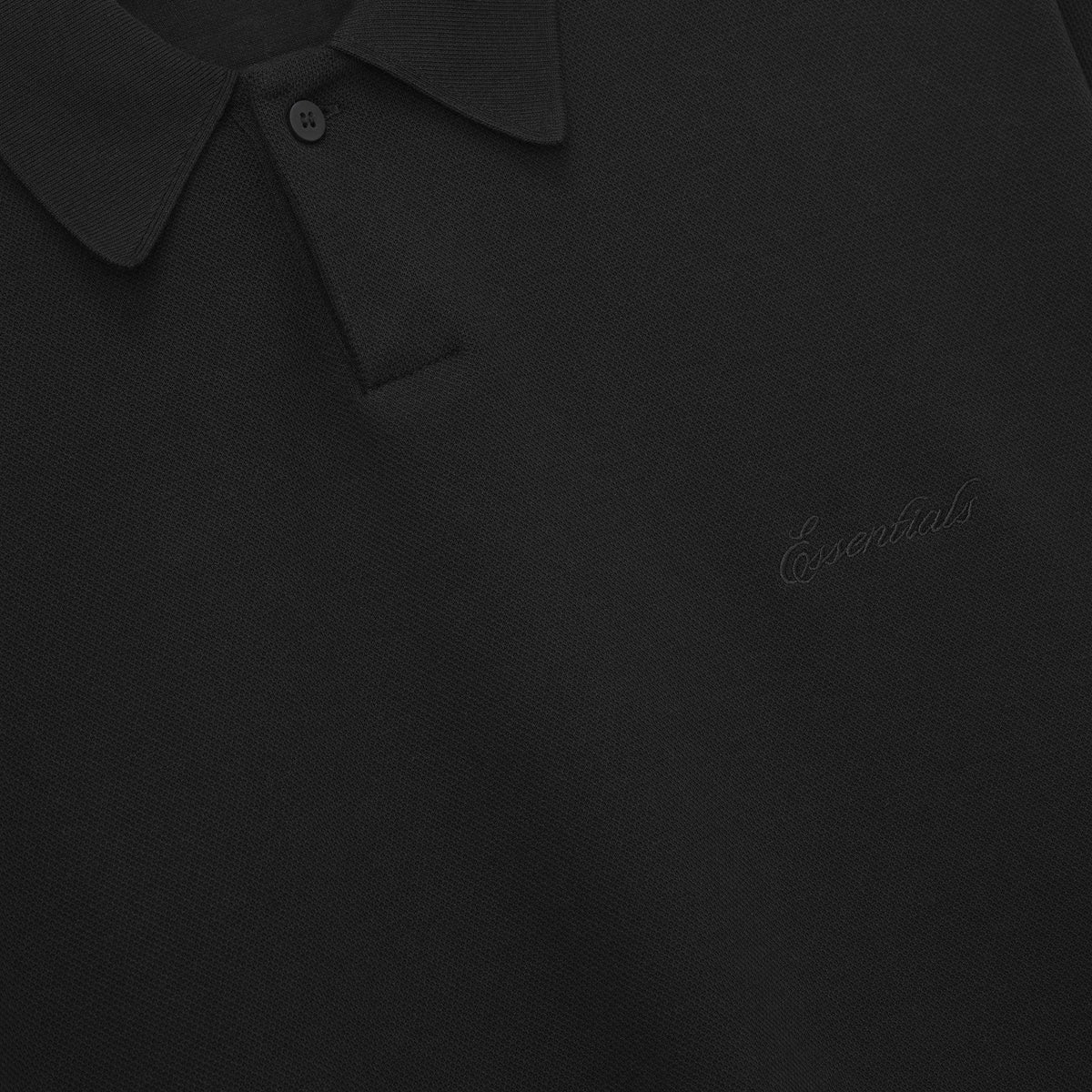 Fear Of God Essentials Pique Signature 90s Cropped Polo Vintage Black - Im Your Wardrobe