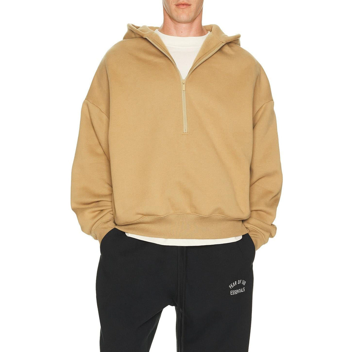 Fear of God Essentials Property Lounge Half Zip Hoodie Dune - Im Your Wardrobe