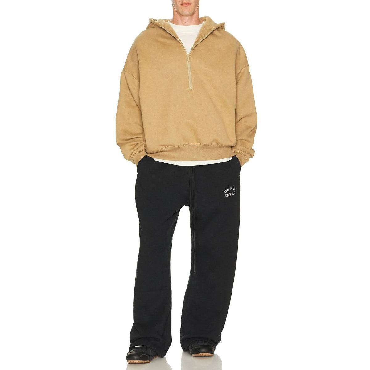 Fear of God Essentials Property Lounge Half Zip Hoodie Dune - Im Your Wardrobe