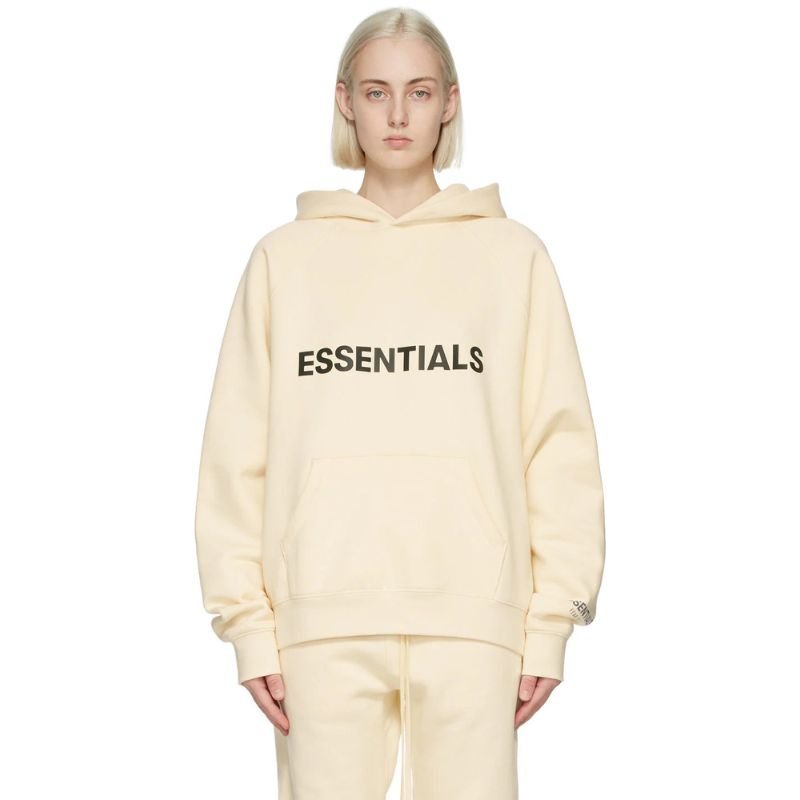 Fear of God Essentials Pullover Hoodie Applique Logo &#39;Buttercream&#39; (SS20) - Im Your Wardrobe