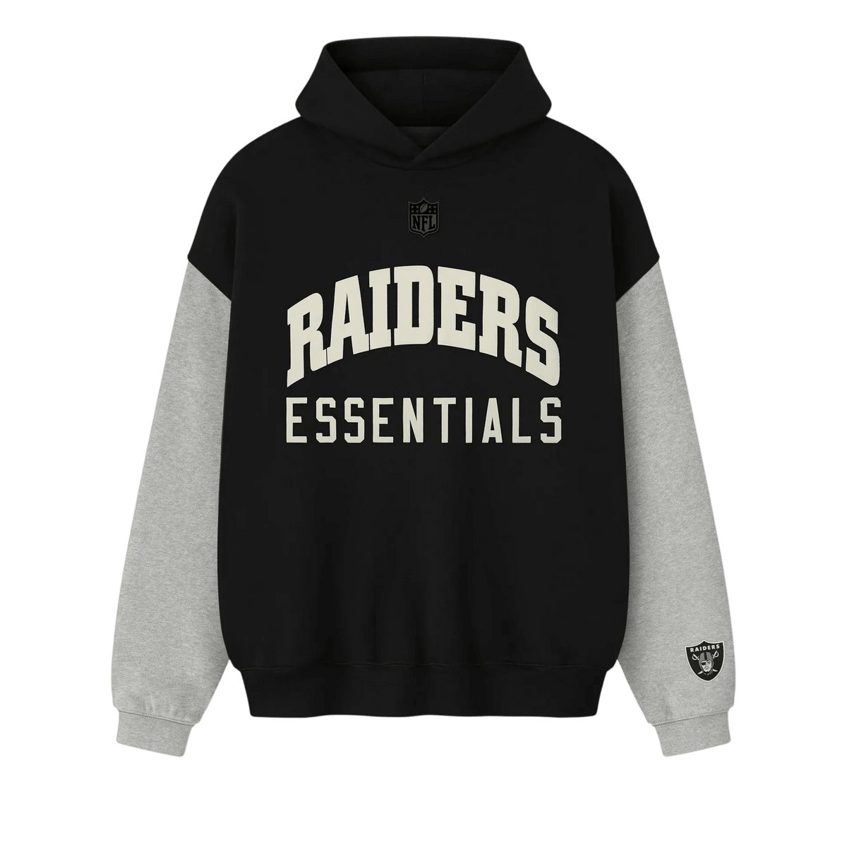 Fear of God Essentials Raiders Sport Hoodie Black/Concrete Heather - Im Your Wardrobe