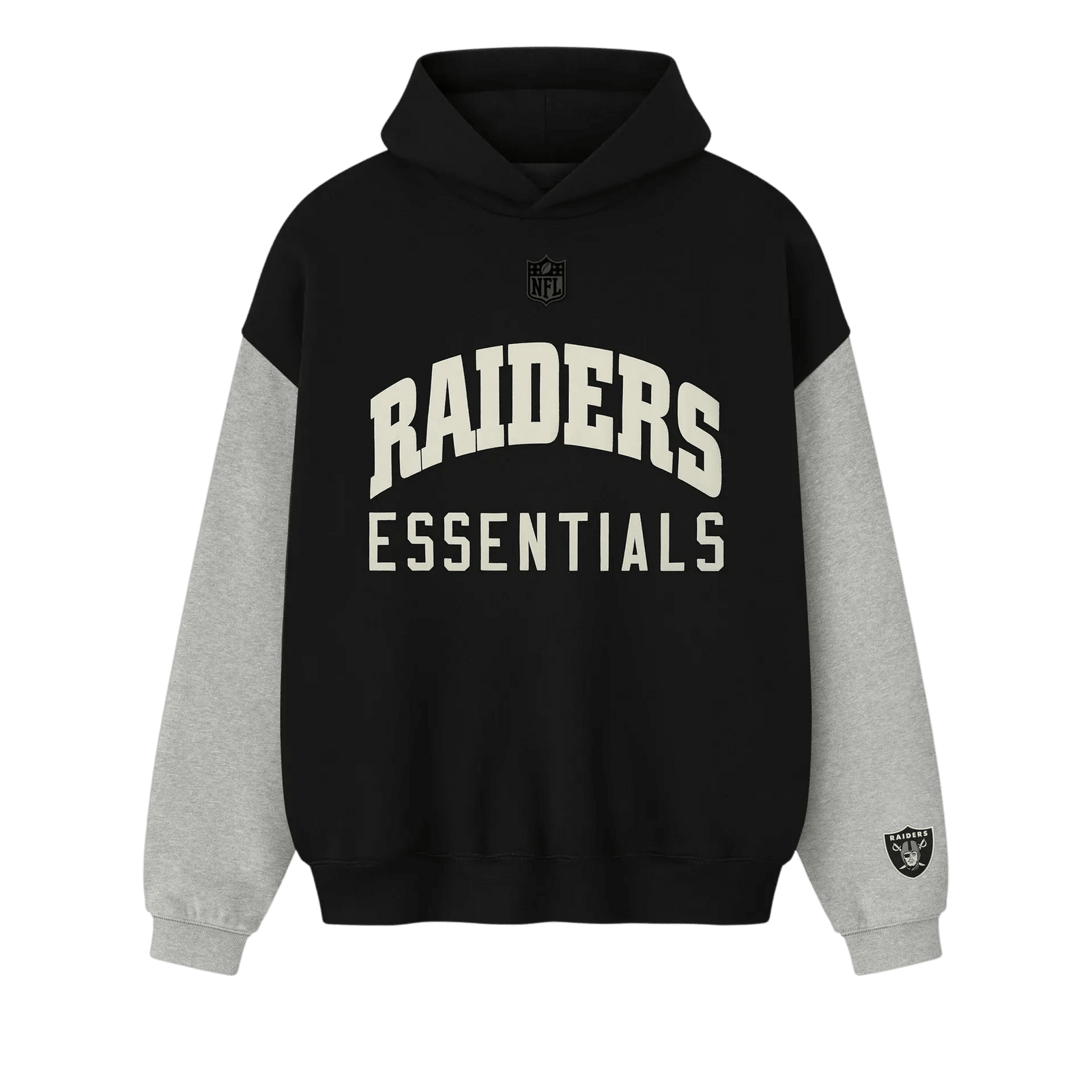 Fear of God Essentials Raiders Sport Hoodie Black/Concrete Heather - Im Your Wardrobe