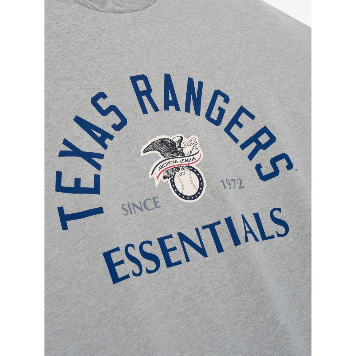 Fear of God Essentials Rangers American League Merch Tee Concrete Heather - Im Your Wardrobe