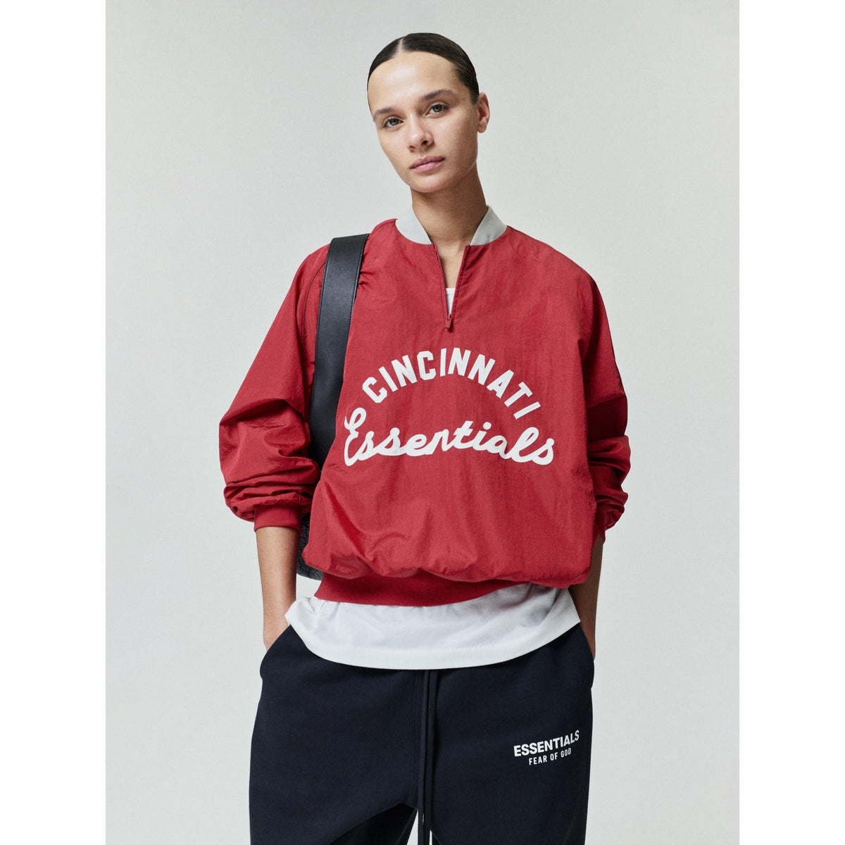 Fear of God Essentials Reds Half Zip Pullover Stone Red/ Seal Rib - Im Your Wardrobe