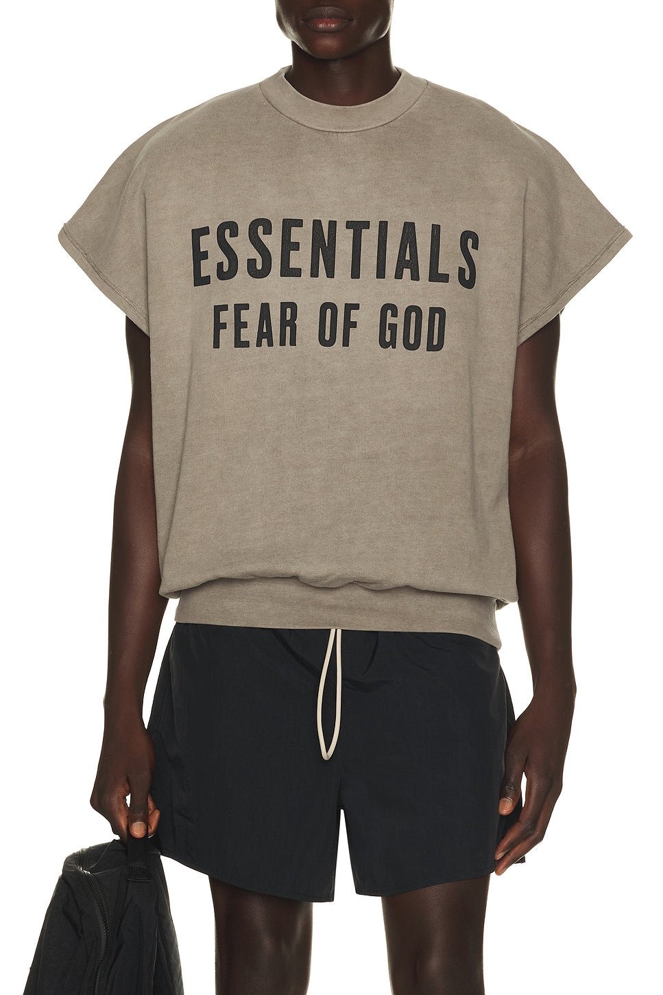 Fear of God Essentials Relaxed Fleece Cutoff Sweatshirt Washed Seal - Im Your Wardrobe