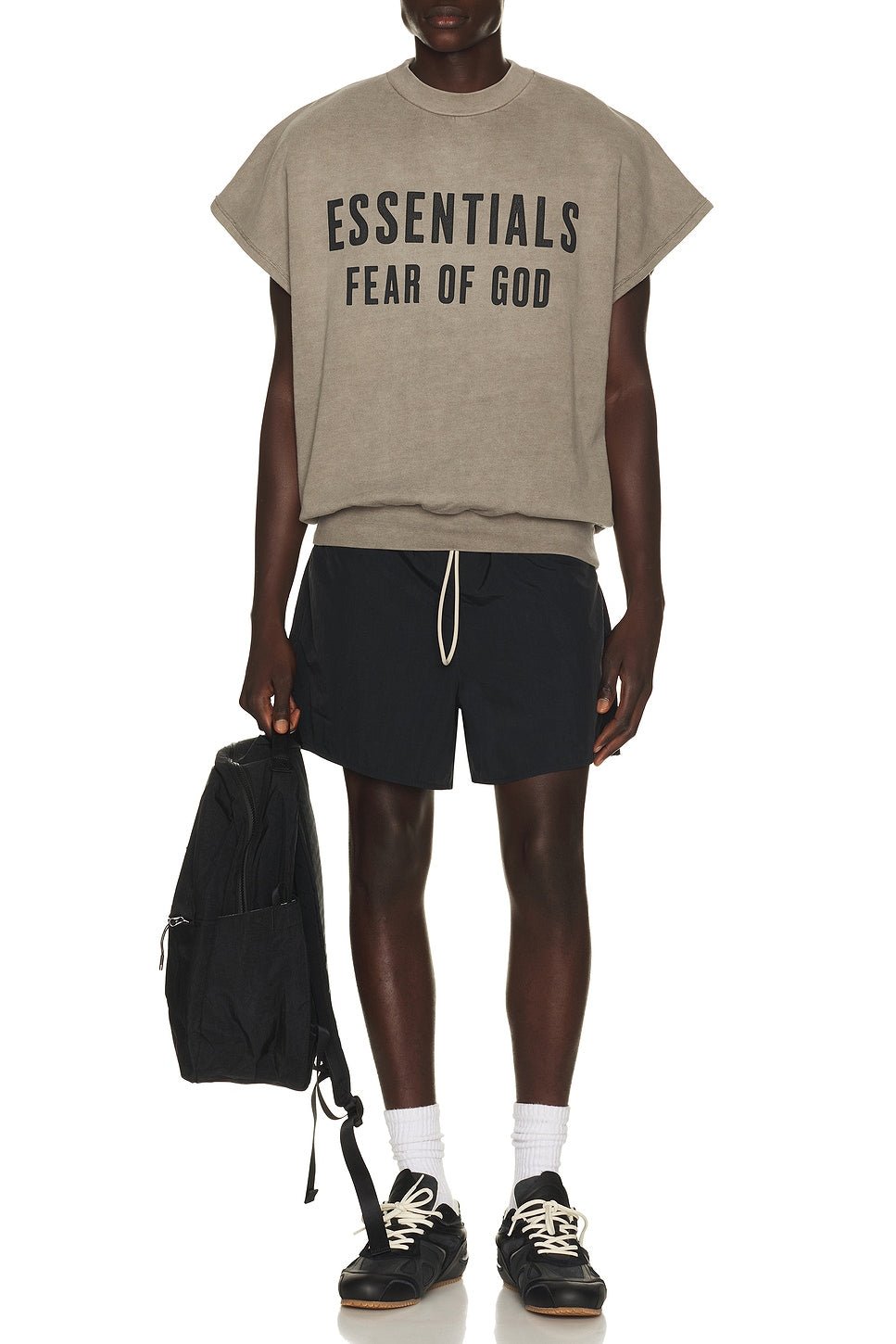 Fear of God Essentials Relaxed Fleece Cutoff Sweatshirt Washed Seal - Im Your Wardrobe