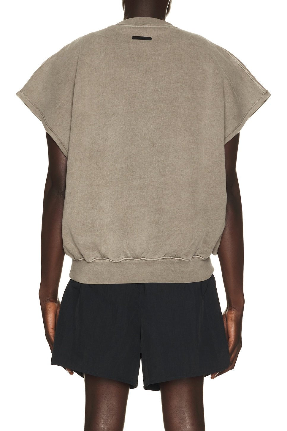 Fear of God Essentials Relaxed Fleece Cutoff Sweatshirt Washed Seal - Im Your Wardrobe
