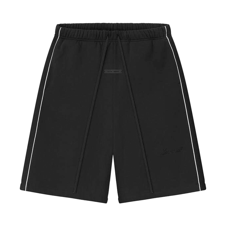 Fear of God Essentials Relaxed Fleece Sweatshort With Piping Jet Black/Cloud White (FW25) - Im Your Wardrobe