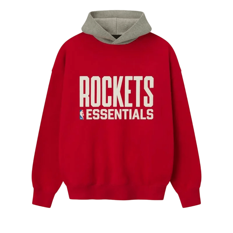 Fear of God Essentials Rockets Sport Hoodie Red/Concrete Heather - Im Your Wardrobe