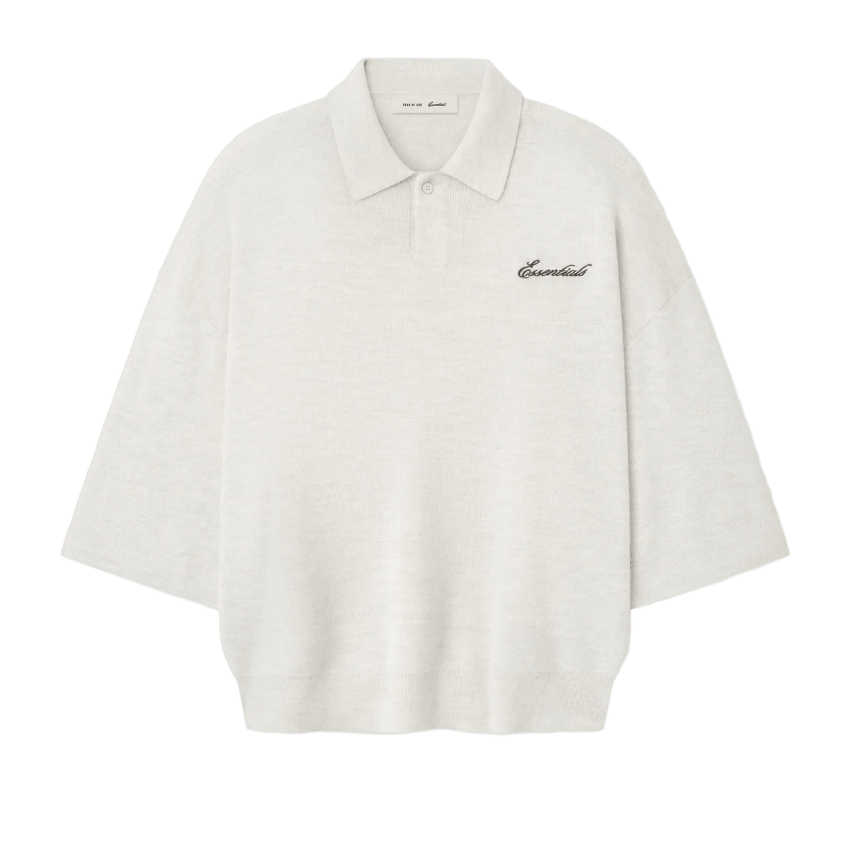 Fear Of God Essentials Signature 3/4 Sleeve 90s Knit Polo Oatmeal Heather - Im Your Wardrobe