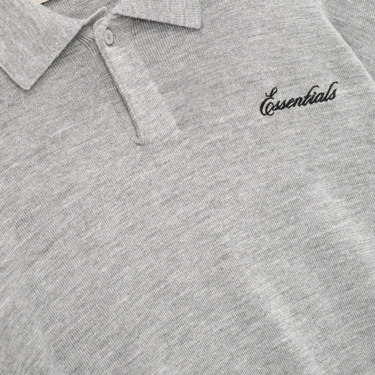 Fear Of God Essentials Signature 90s Knit Polo Concrete Heather - Im Your Wardrobe