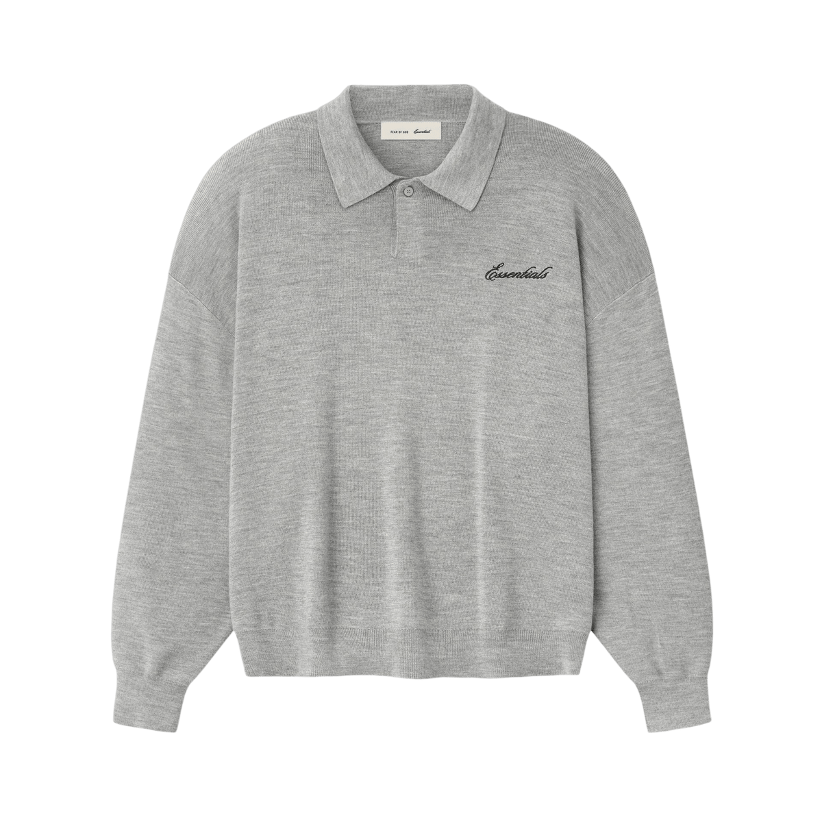 Fear Of God Essentials Signature 90s Knit Polo Concrete Heather - Im Your Wardrobe