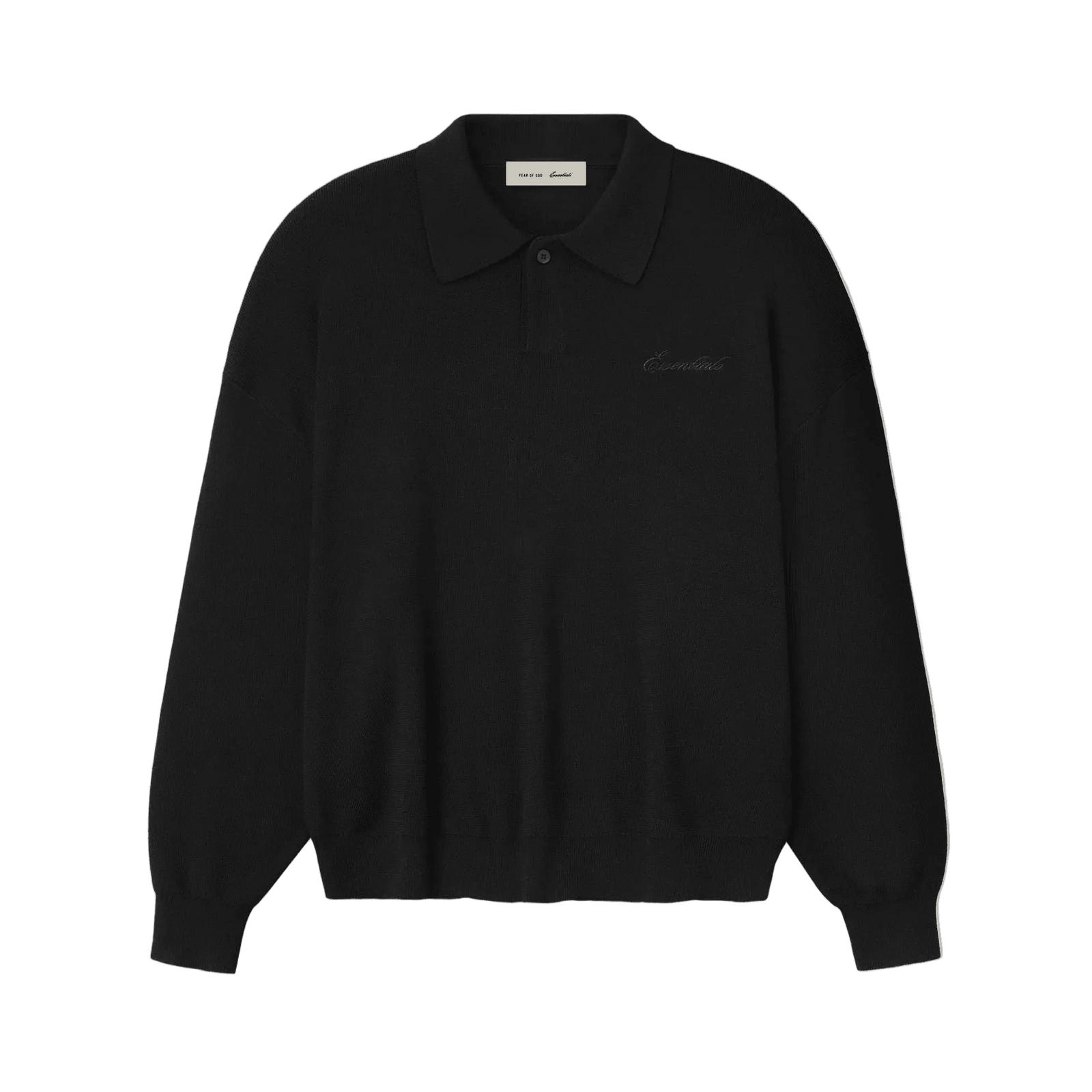 Fear Of God Essentials Signature 90s Knit Polo Vintage Black