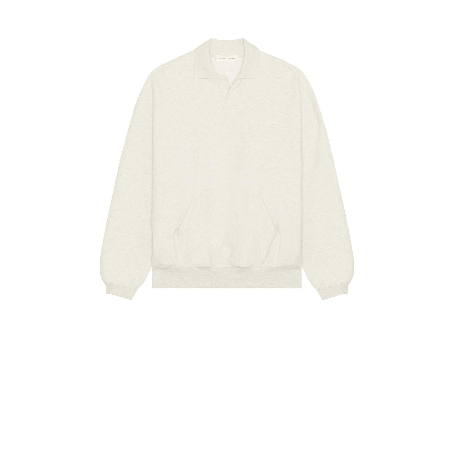 Fear of God Essentials Signature 90's Polo Sweatshirt Oatmeal Heather Light Heather